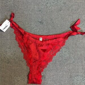 Free People Red Lace Thong Panties